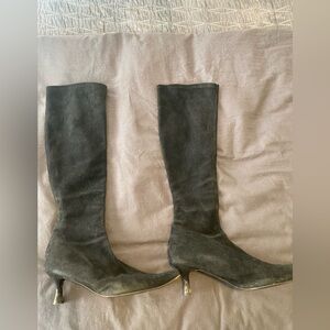 Stuart Weitzman black suede sock boots
